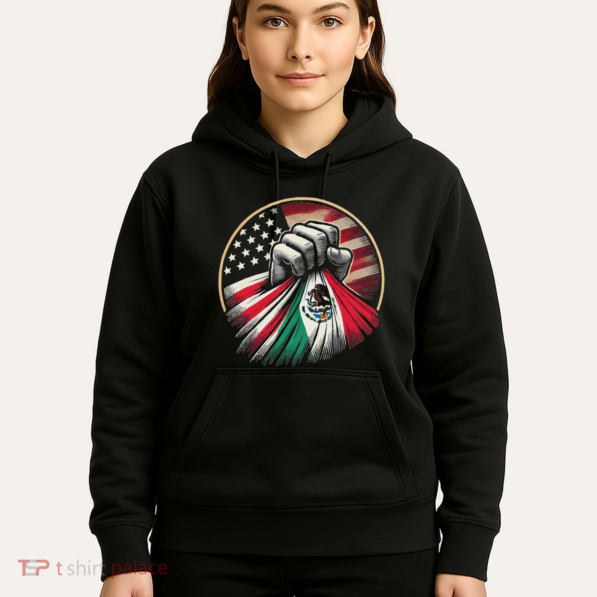 Half Mexican Half American Usa Flag Mexico America Hoodie