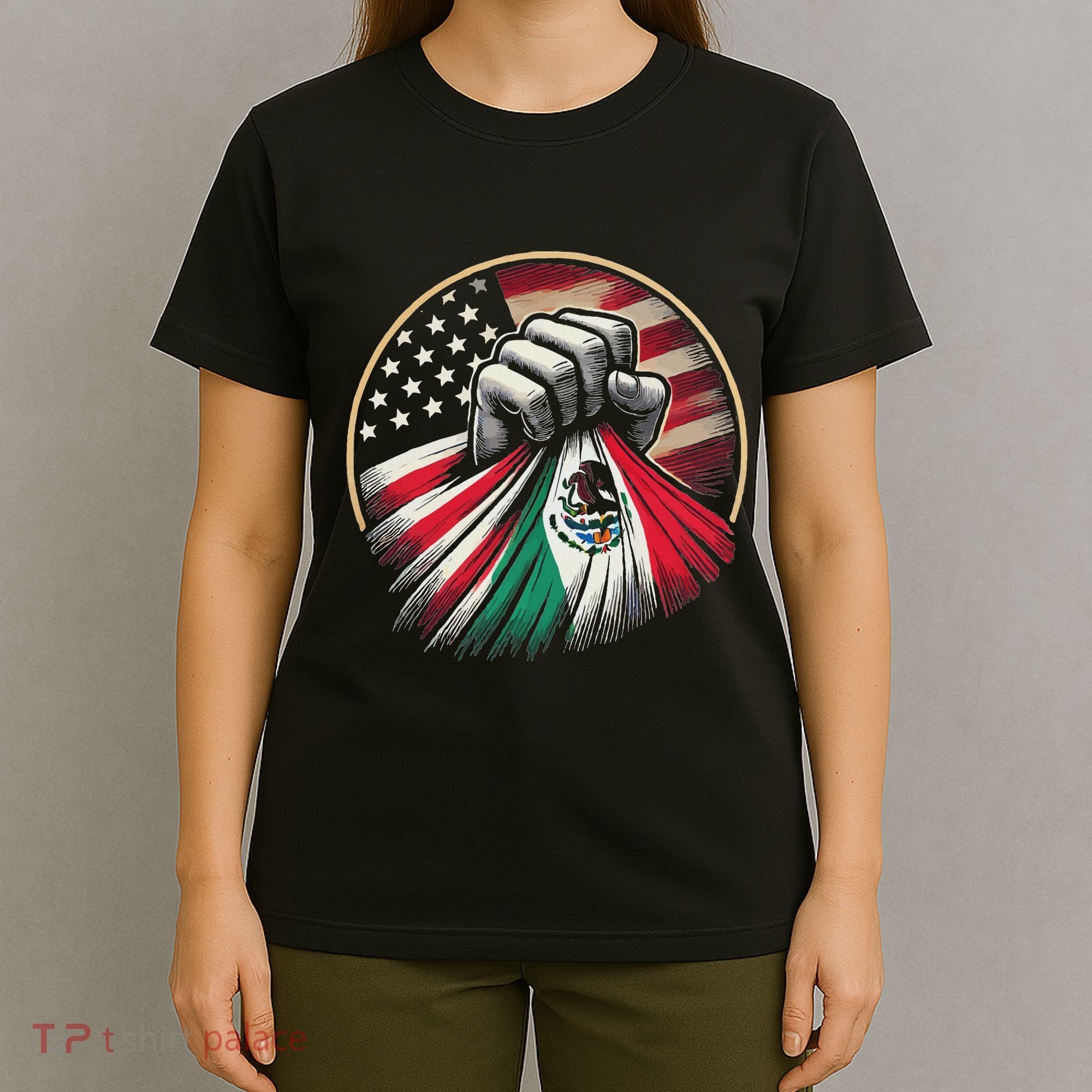 Half Mexican Half American Usa Flag Mexico America T-Shirt