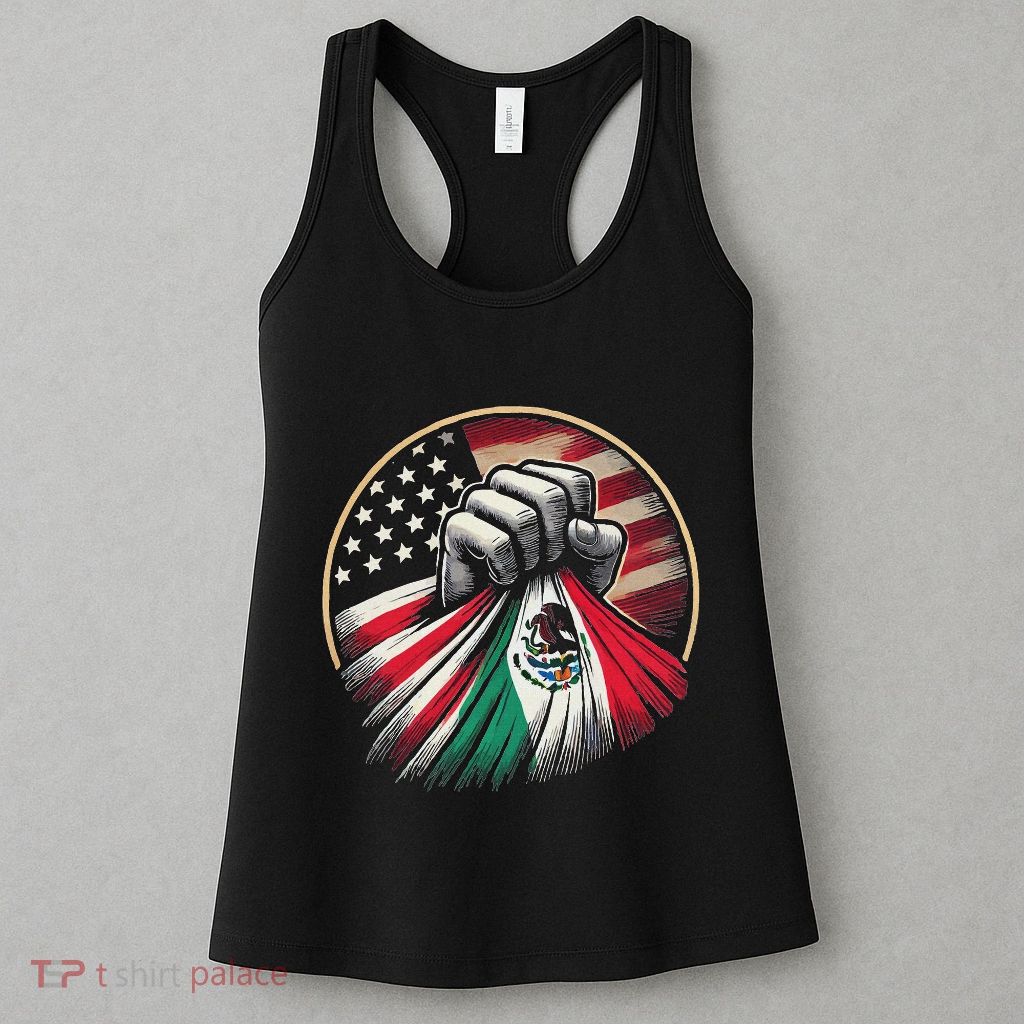Half Mexican Half American Usa Flag Mexico America Women's Tank Top