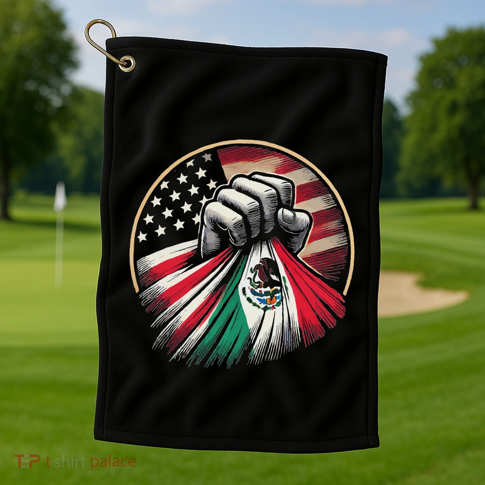 Half Mexican Half American Usa Flag Mexico America Golf Towel
