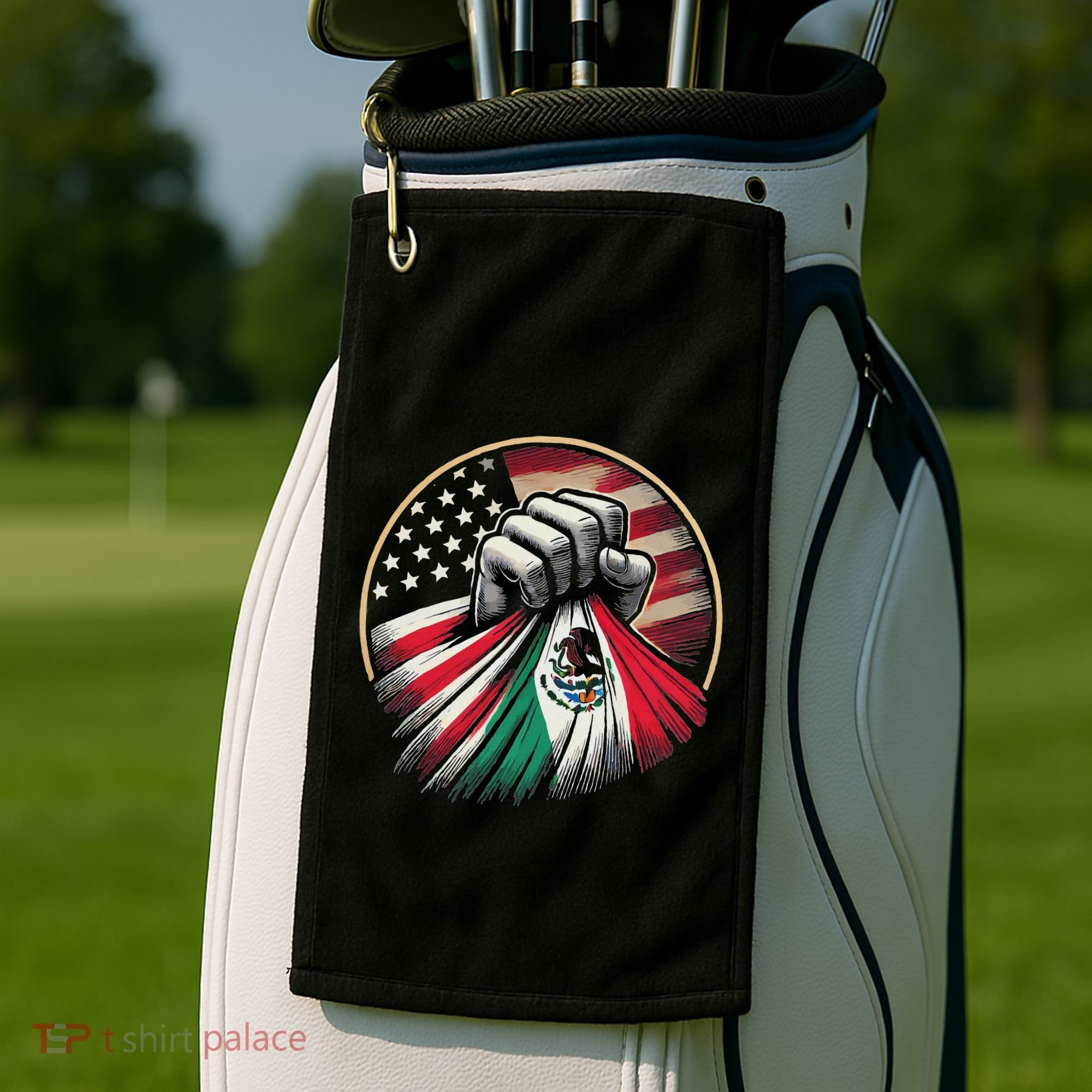 Half Mexican Half American Usa Flag Mexico America Golf Towel