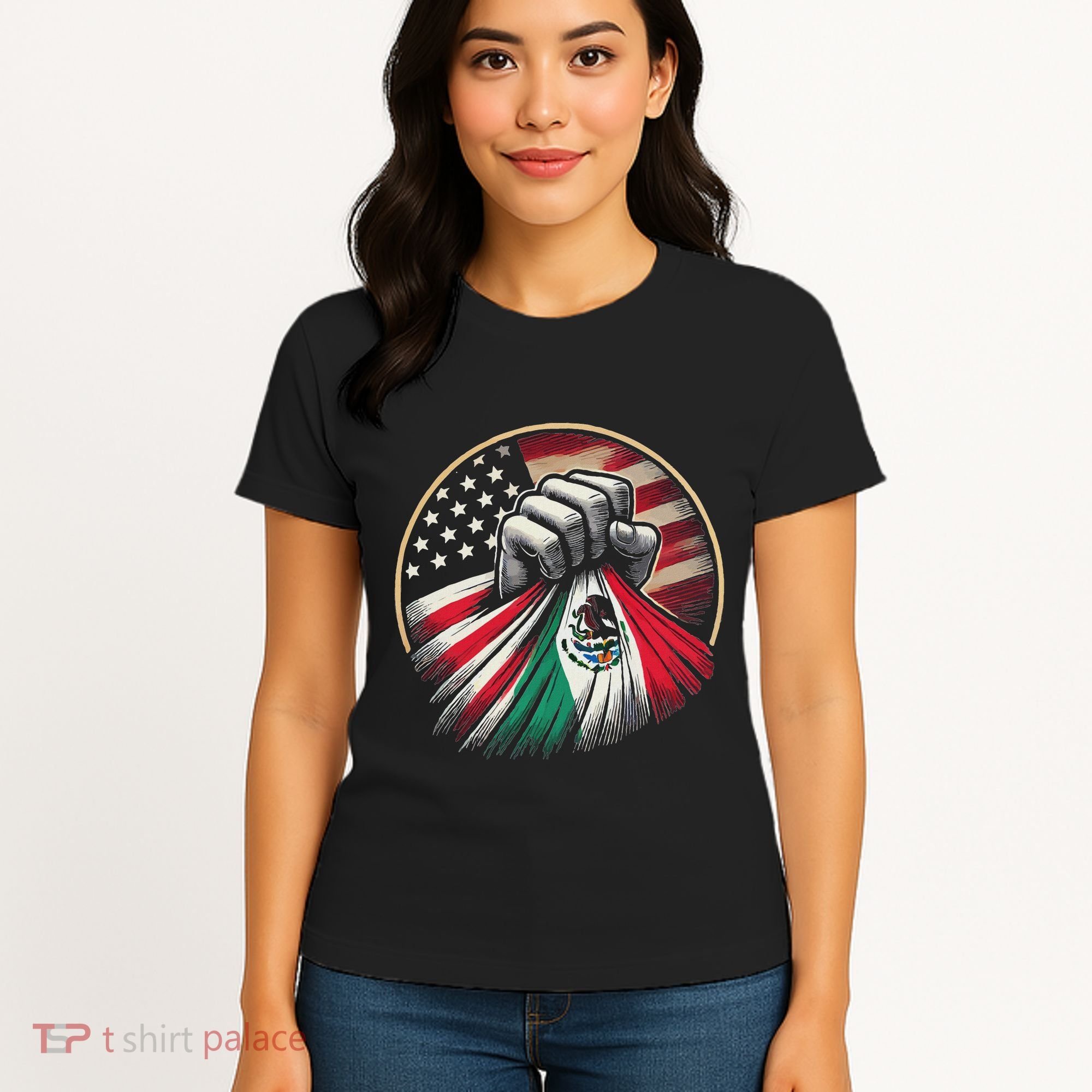 Half Mexican Half American Usa Flag Mexico America Women's T-Shirt
