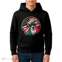 Half Mexican Half American Usa Flag Mexico America Kids Hoodie thumb 4
