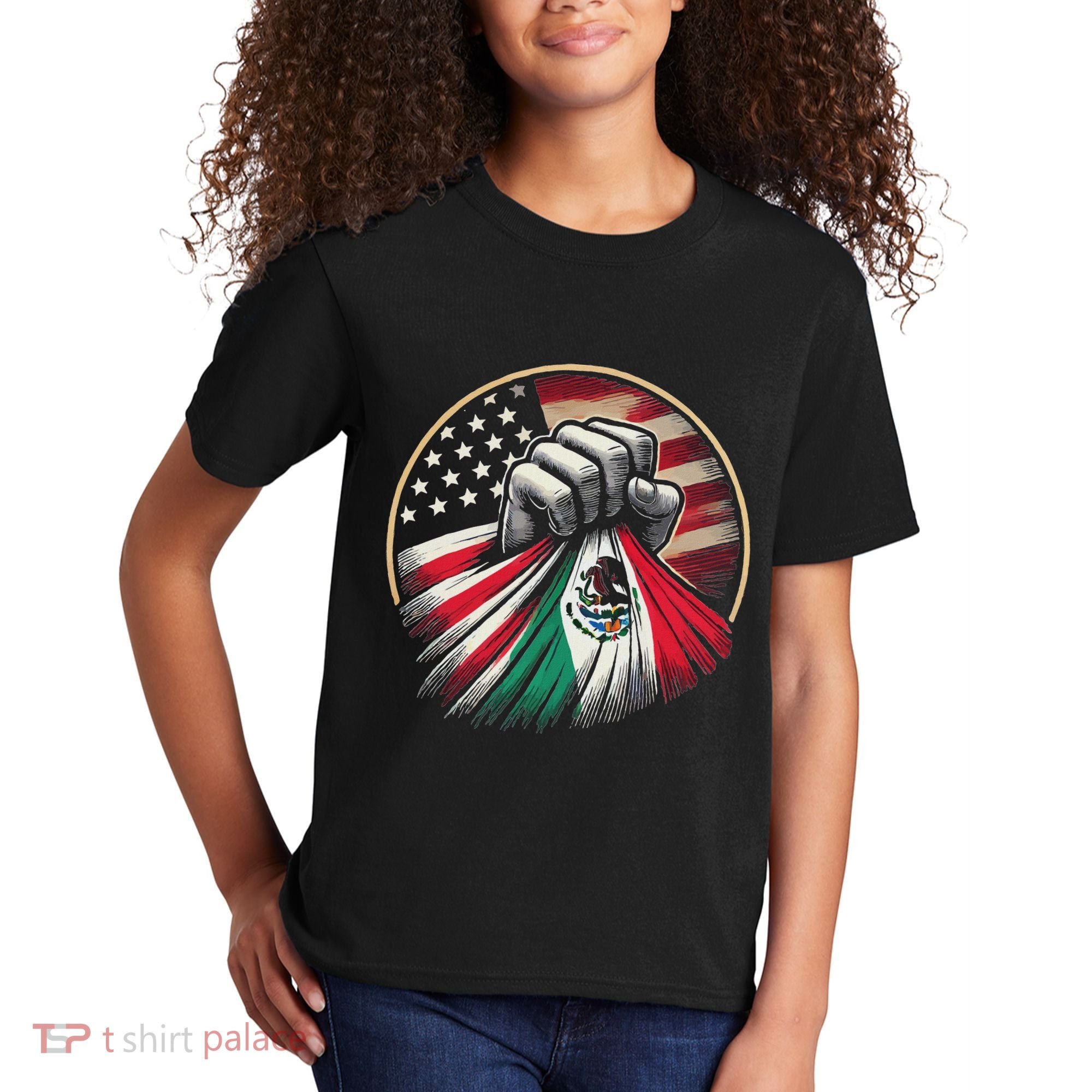 Half Mexican Half American Usa Flag Mexico America Kids T-Shirt