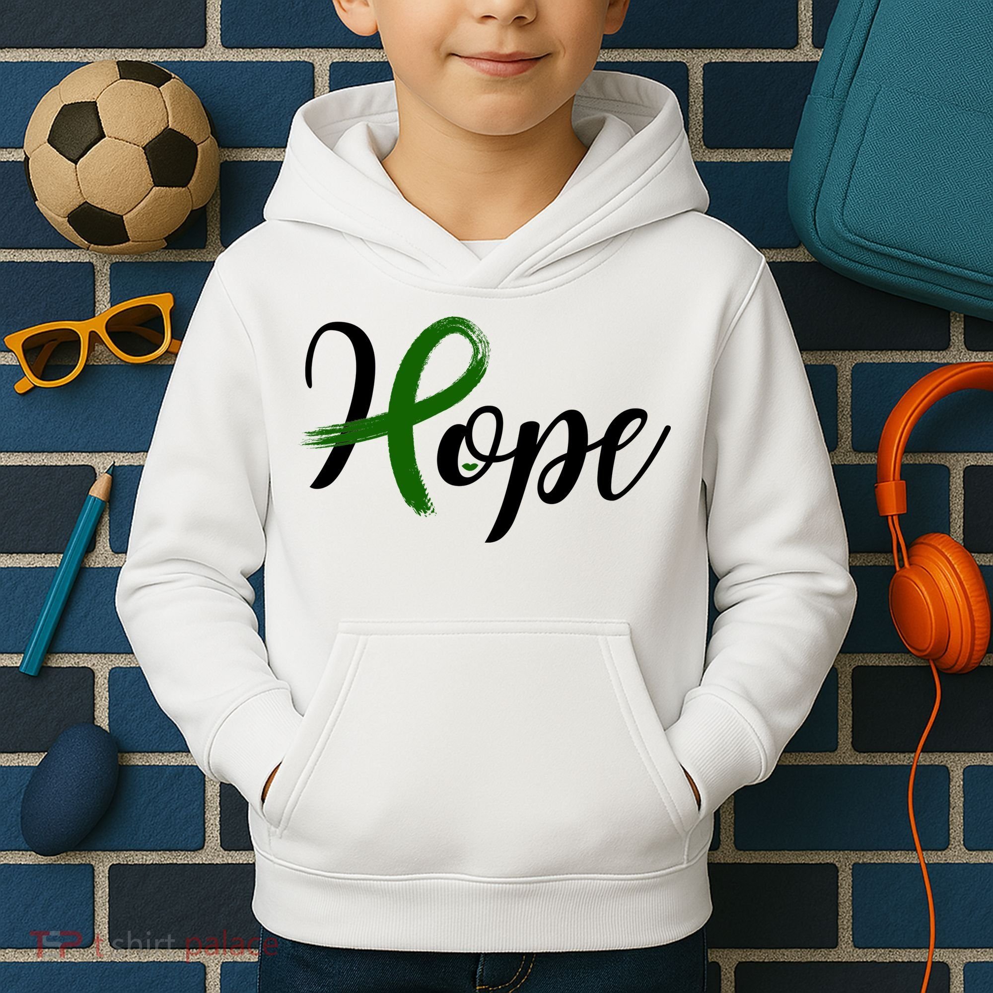Hope Mental Health Awareness Ribbon Kids Hoodie