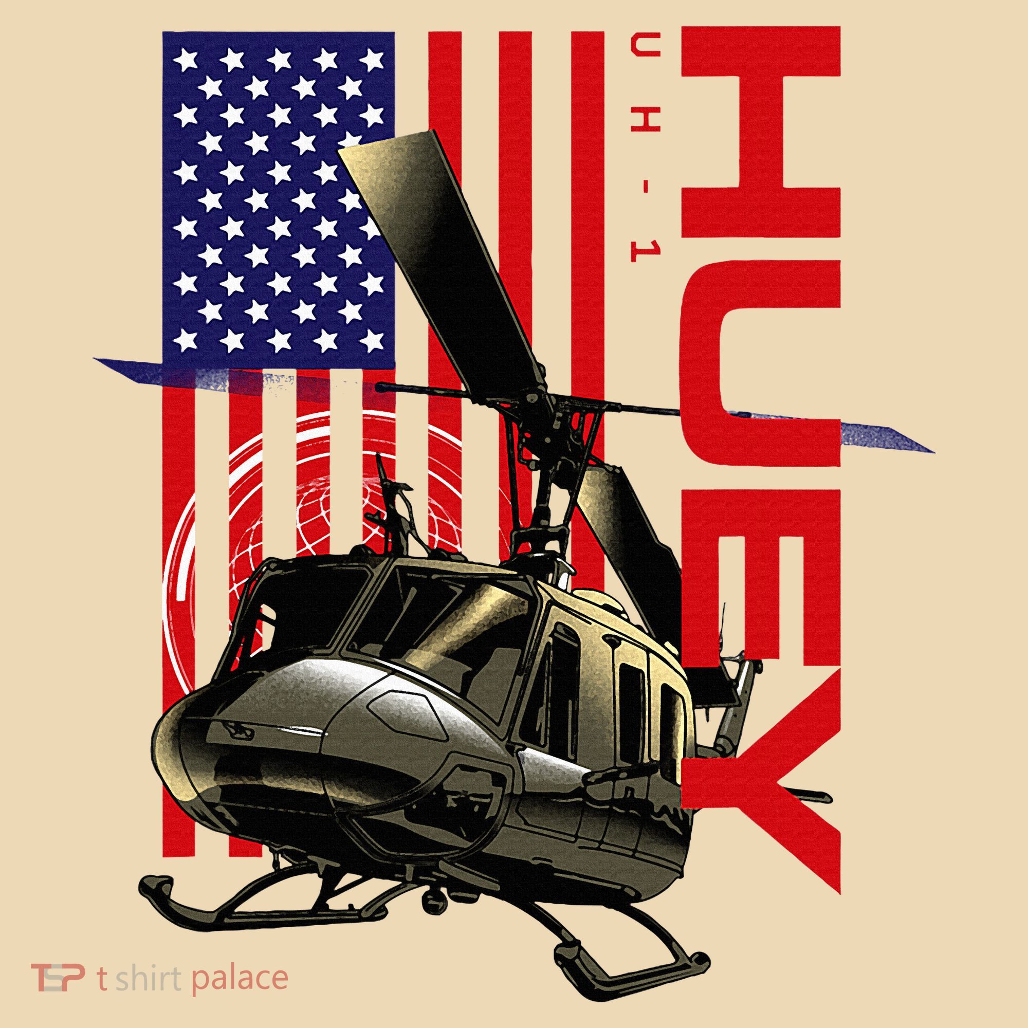 Huey Military Helicopter Airplane American Flag Tote Bag