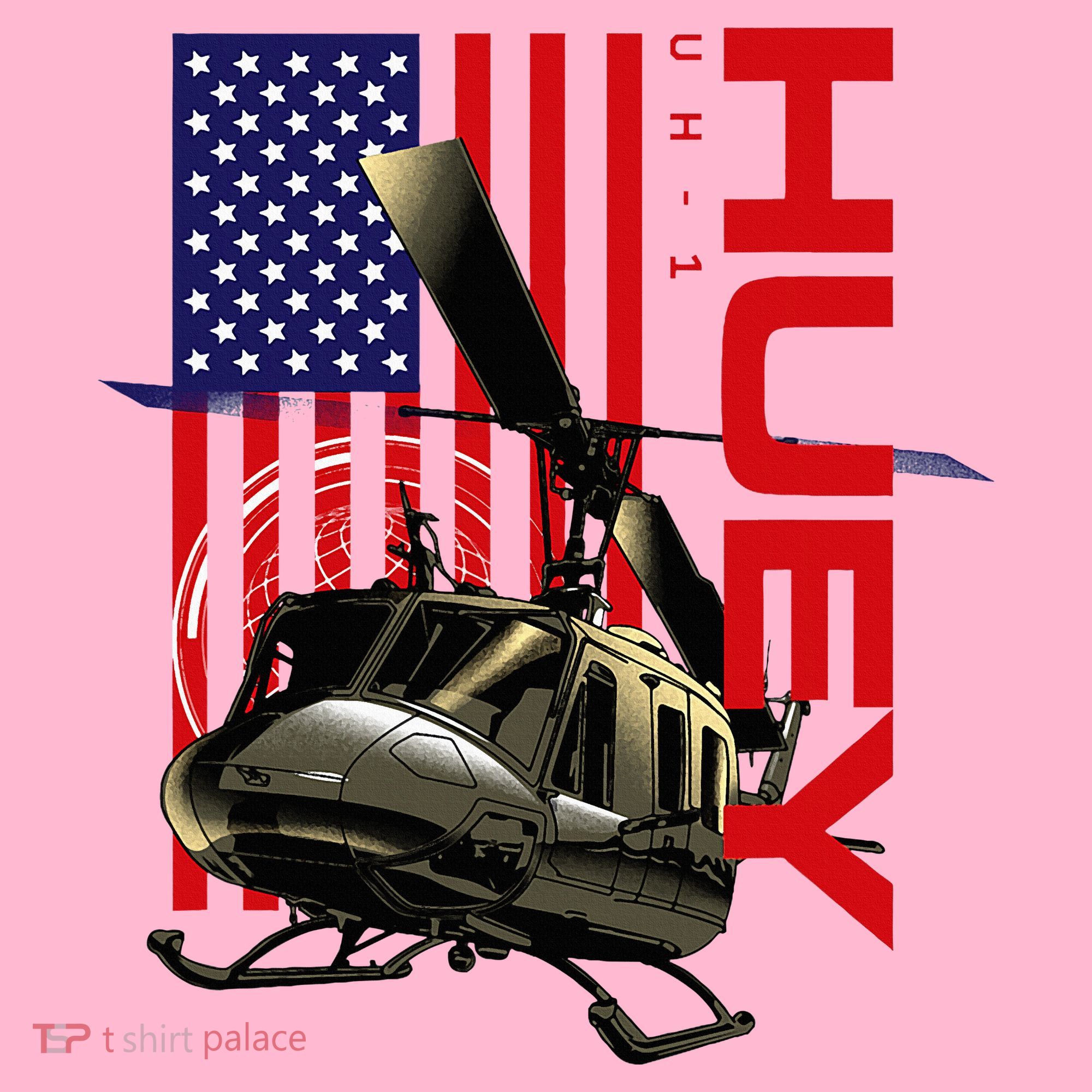 Huey Military Helicopter Airplane American Flag Coaster