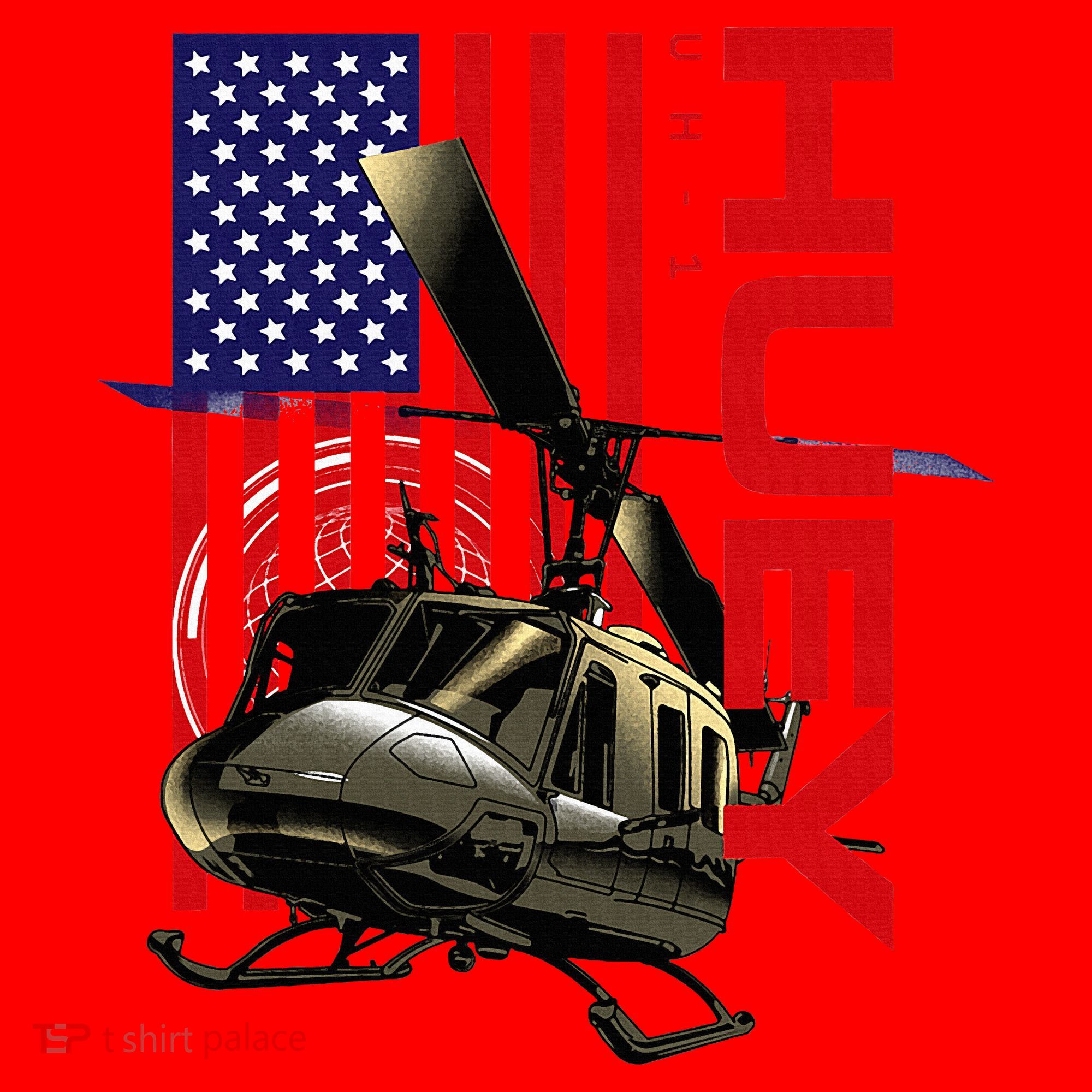Huey Military Helicopter Airplane American Flag Santa Hat