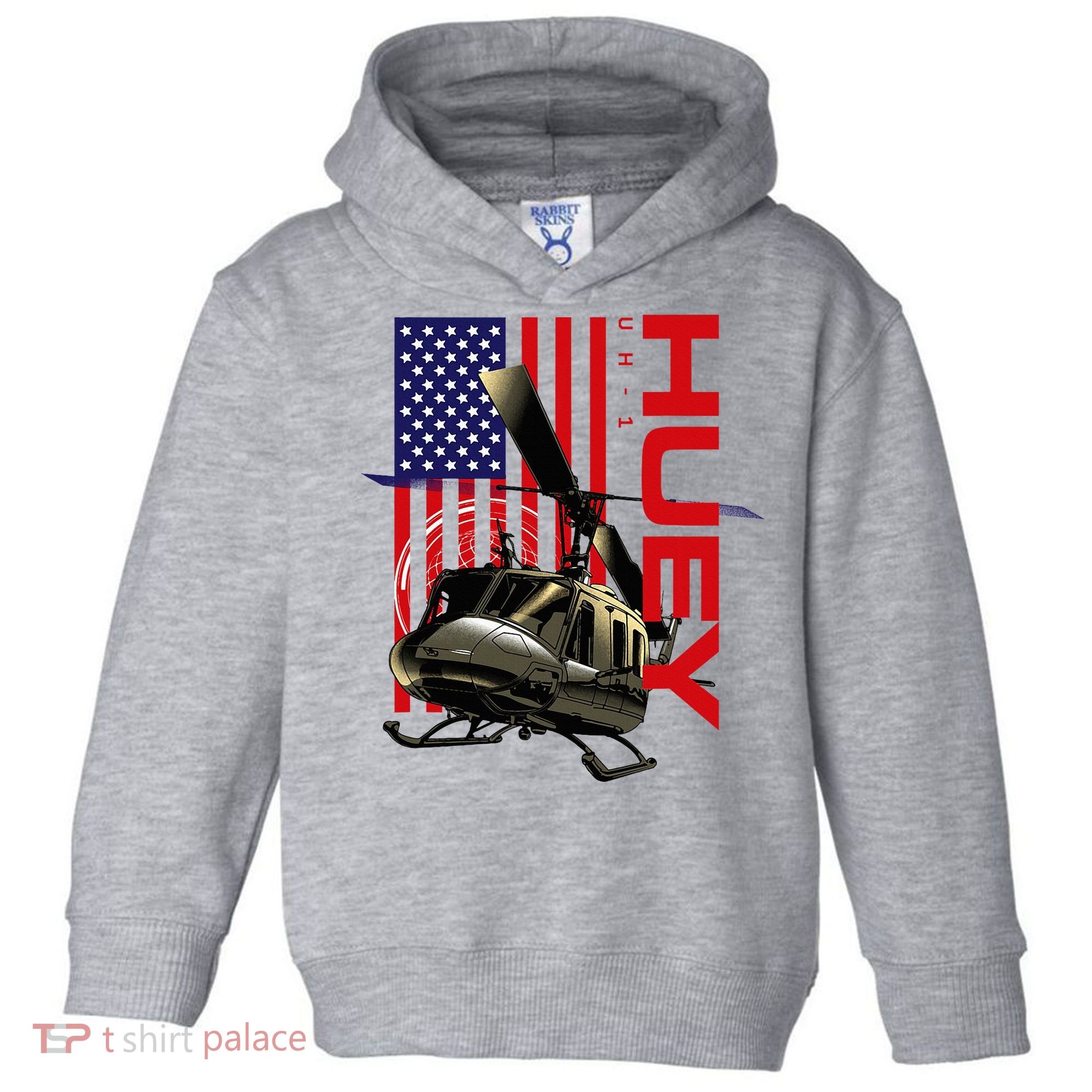 Huey Military Helicopter Airplane American Flag Toddler Hoodie