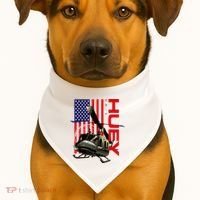Huey Military Helicopter Airplane American Flag USA-Made Doggie Bandana thumb 1