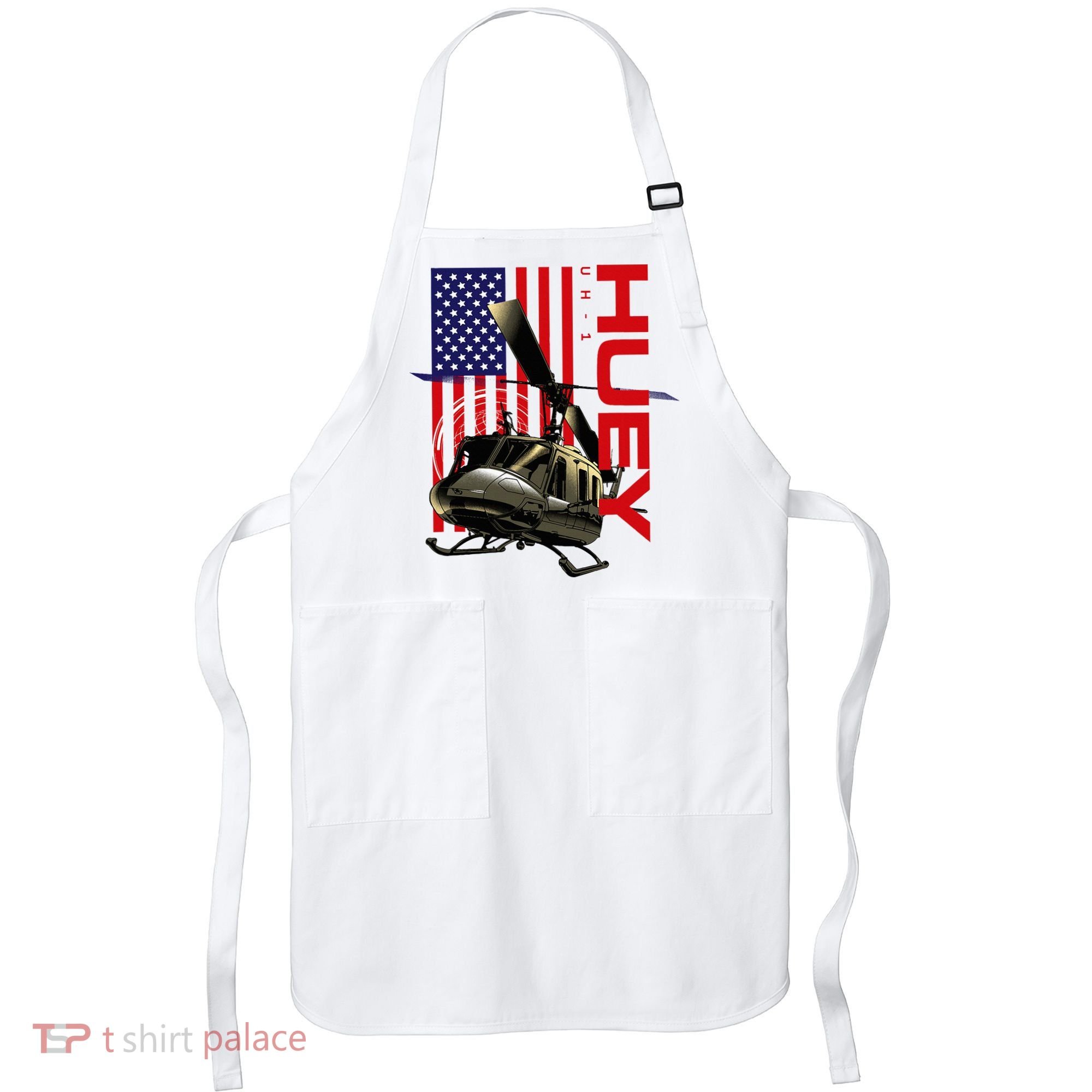Huey Military Helicopter Airplane American Flag Apron