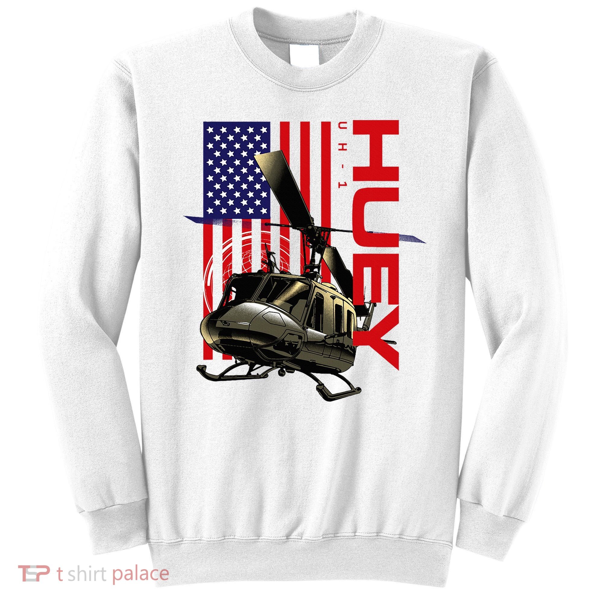 Huey Military Helicopter Airplane American Flag Sweatshirt