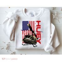 Huey Military Helicopter Airplane American Flag Sweatshirt thumb 2