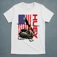 Huey Military Helicopter Airplane American Flag T-Shirt thumb 5
