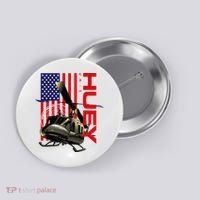 Huey Military Helicopter Airplane American Flag Button thumb 0