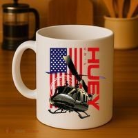 Huey Military Helicopter Airplane American Flag Coffee Mug thumb 4