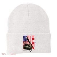 Huey Military Helicopter Airplane American Flag Beanie thumb 0