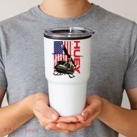 Huey Military Helicopter Airplane American Flag Tumbler thumb 2