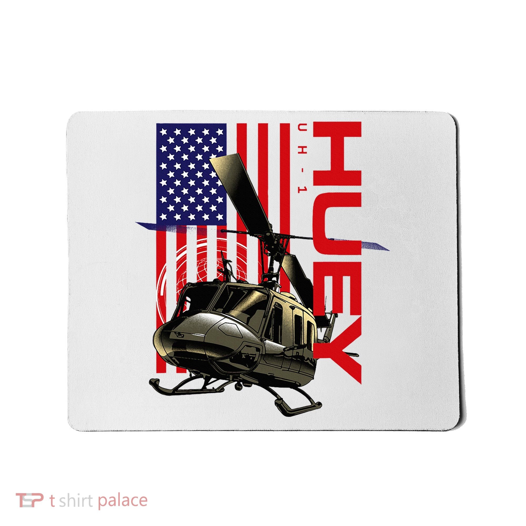 Huey Military Helicopter Airplane American Flag Mousepad