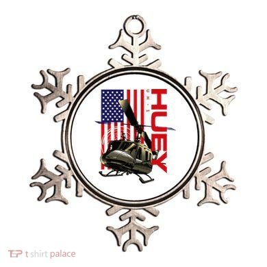 Huey Military Helicopter Airplane American Flag Ornament