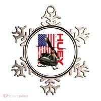 Huey Military Helicopter Airplane American Flag Ornament thumb 0