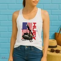 Huey Military Helicopter Airplane American Flag Women's Tank Top thumb 2