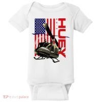 Huey Military Helicopter Airplane American Flag Baby Bodysuit thumb 0