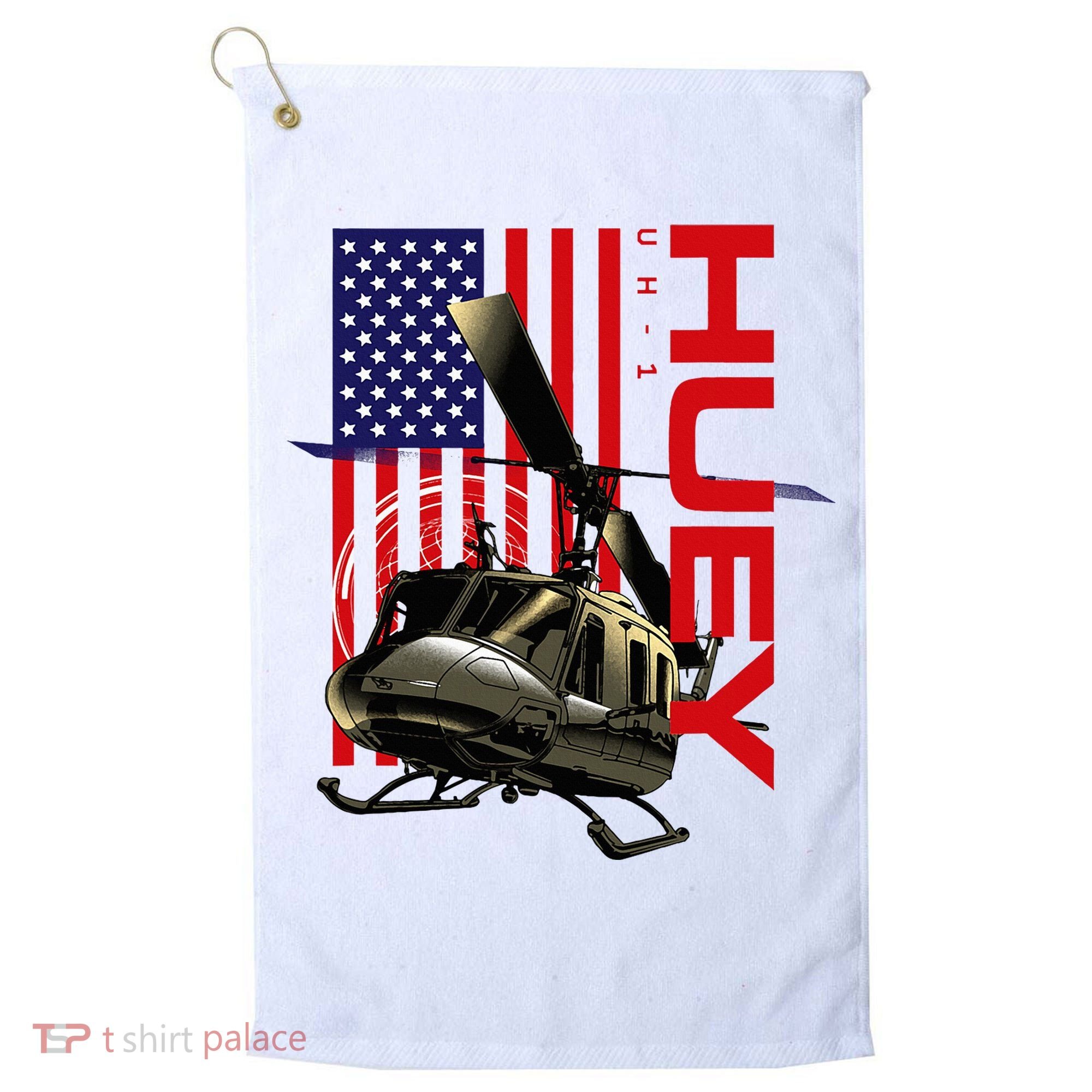 Huey Military Helicopter Airplane American Flag Golf Towel