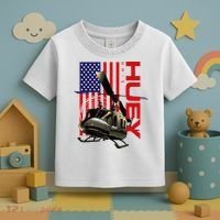 Huey Military Helicopter Airplane American Flag Toddler T-Shirt thumb 3