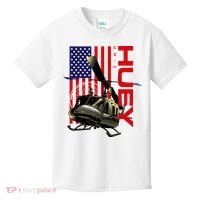 Huey Military Helicopter Airplane American Flag Kids T-Shirt thumb 0