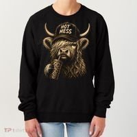 Hot Mess Highland Cow Funny Women's Sweatshirt thumb 0
