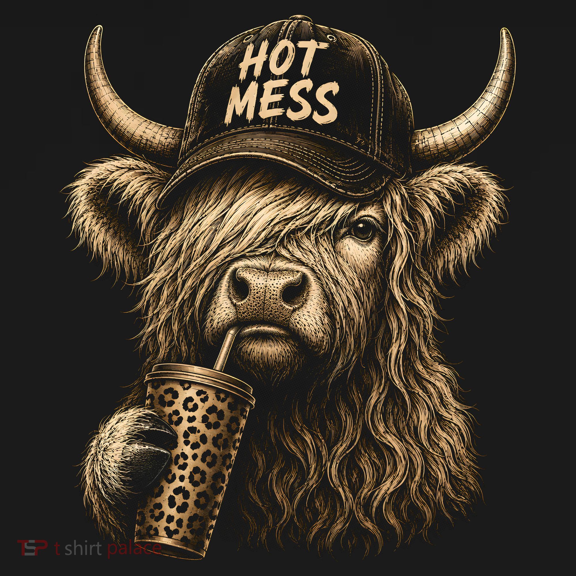 Hot Mess Highland Cow Funny Apron