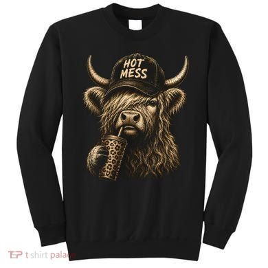 Hot Mess Highland Cow Funny Sweatshirt
