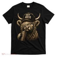 Hot Mess Highland Cow Funny T-Shirt thumb 0