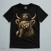 Hot Mess Highland Cow Funny T-Shirt thumb 5