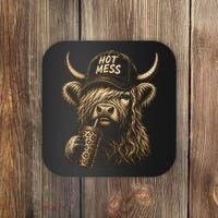 Hot Mess Highland Cow Funny Coaster thumb 0
