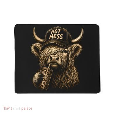 Hot Mess Highland Cow Funny Mousepad