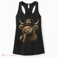 Hot Mess Highland Cow Funny Women's Tank Top thumb 0