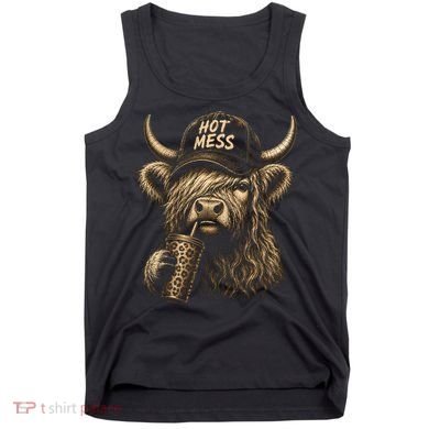 Hot Mess Highland Cow Funny Tank Top