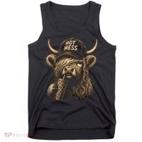 Hot Mess Highland Cow Funny Tank Top thumb 0