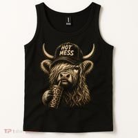 Hot Mess Highland Cow Funny Tank Top thumb 2