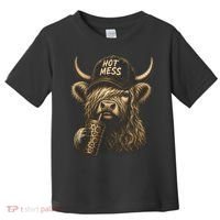 Hot Mess Highland Cow Funny Toddler T-Shirt thumb 0