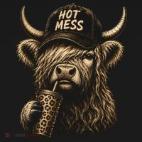 Hot Mess Highland Cow Funny Women's Long Sleeve Shirt thumb 2