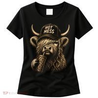 Hot Mess Highland Cow Funny Women's T-Shirt thumb 0