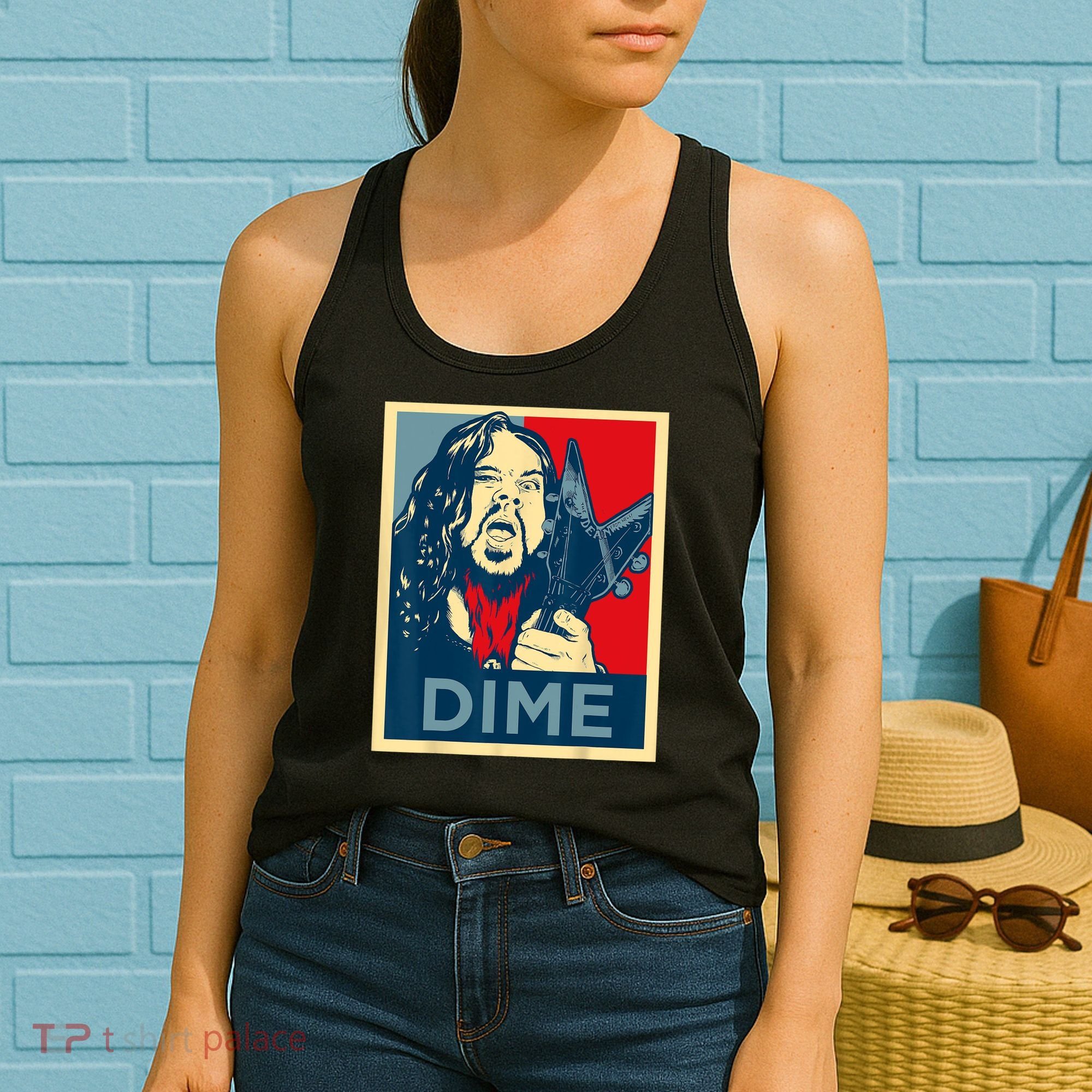 Heavy Metal Hope Poster Dime Dimebag Obama Darrell Guitar Women's Tank Top