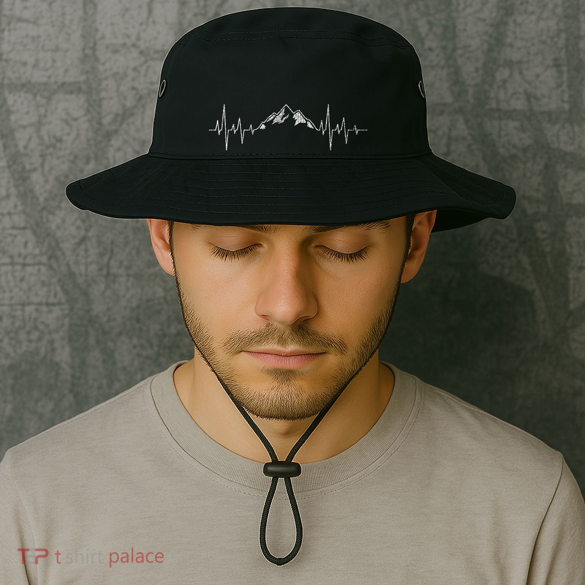 Hiking Mountains Heartbeat Hiker Adventures Bucket Hat