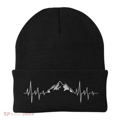 Hiking Mountains Heartbeat Hiker Adventures Beanie