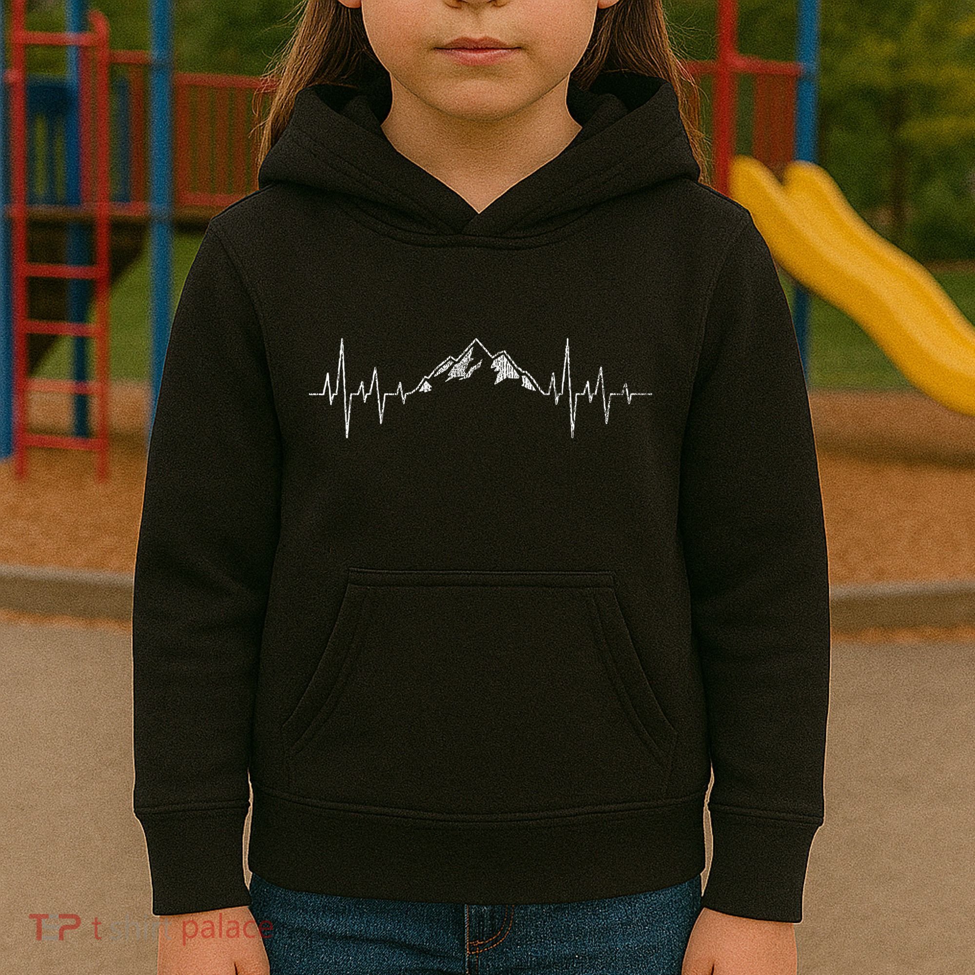 Hiking Mountains Heartbeat Hiker Adventures Kids Hoodie