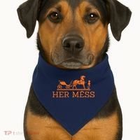 Her Mess Horse Carriage Funny USA-Made Doggie Bandana thumb 1