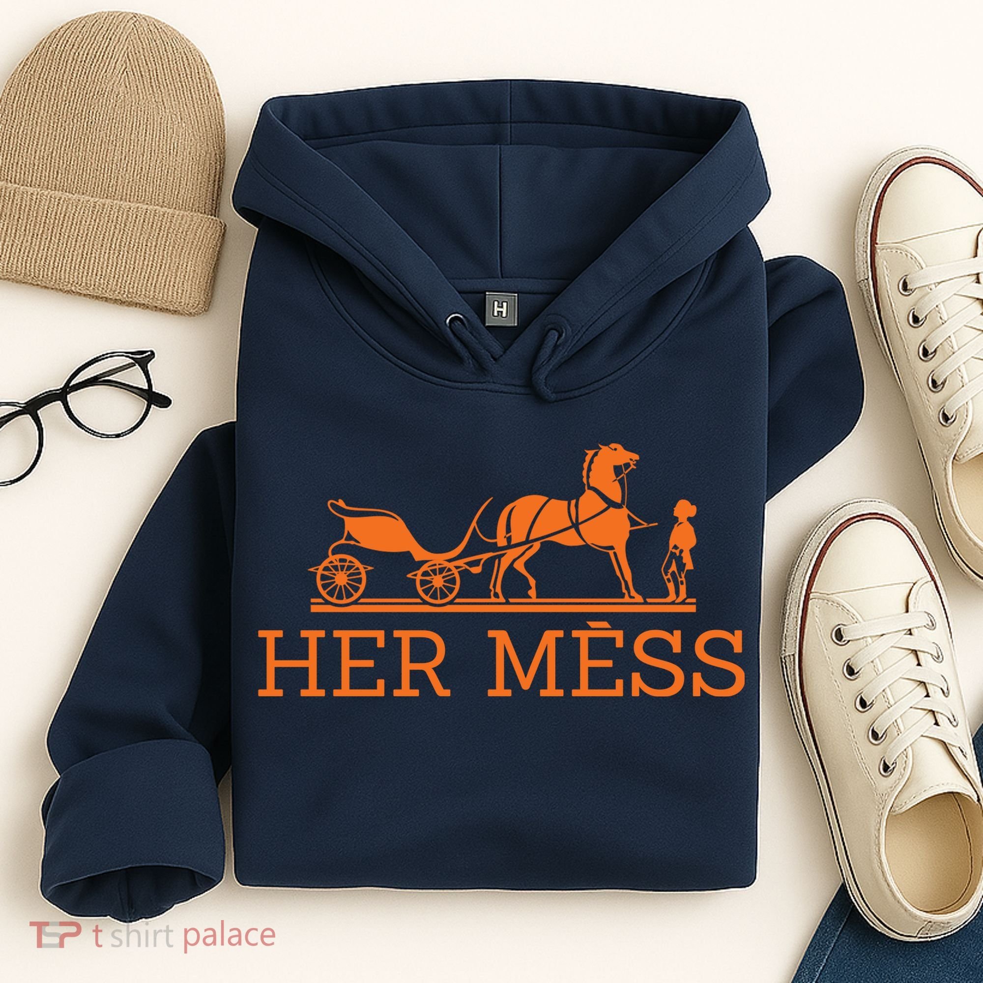 Her Mess Horse Carriage Funny Hoodie